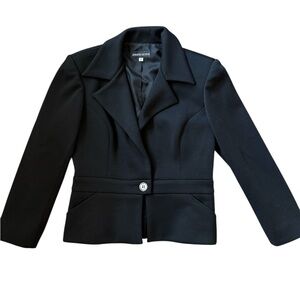 Jennifer George Made in USA 100% Virgin Wool Blazer Black Size 8